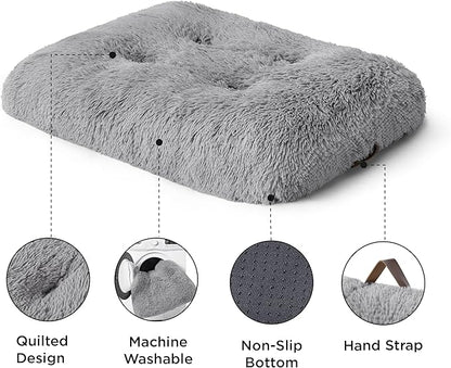 Bedsure Washable Extra Large Dog Bed for Crate, Faux Fur Dog Crate Pad for Large Breed, Plush Soft Comfort Dogs Sleeping Mat, Anti-Slip Pet Kennel Pad, 41" x 29", Grey