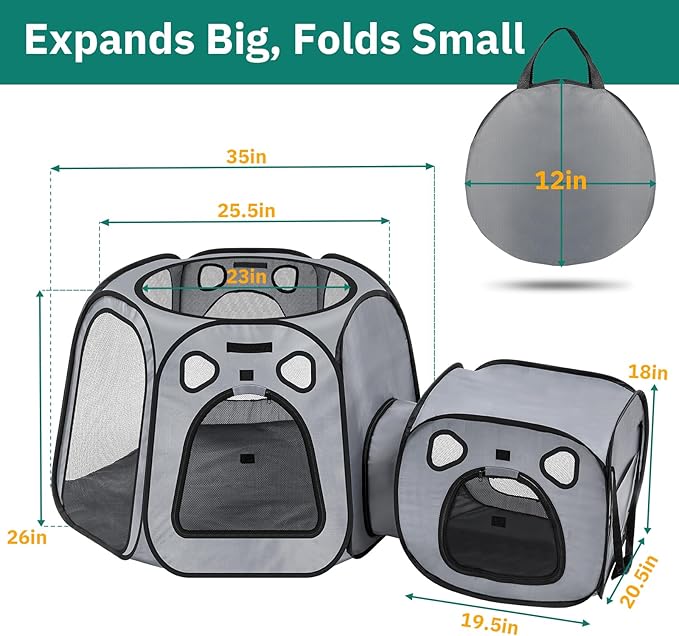 Portable Cat Playpen- Large Foldable Cat Tent for Indoor and Outdoor, Play Enclosure for Kittens and Small Dogs, Pet Houses & Condos & Cage