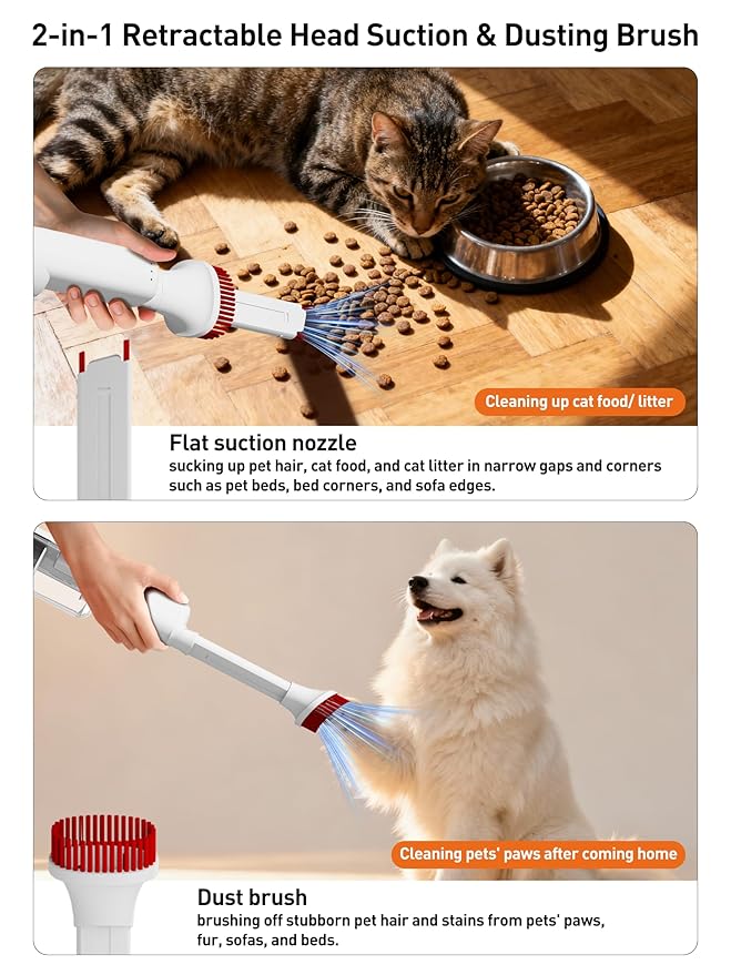 Dog Vacuum for Shedding Grooming, Pet Grooming Vacuum for Dogs, Cat Grooming Supplies, Vacuum Pet Hair Remover Tool with Slicker Deshedding Dog Brush for Shedding Dematting Comb Kit
