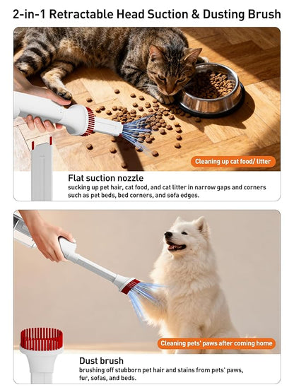 Dog Vacuum for Shedding Grooming, Pet Grooming Vacuum for Dogs, Cat Grooming Supplies, Vacuum Pet Hair Remover Tool with Slicker Deshedding Dog Brush for Shedding Dematting Comb Kit