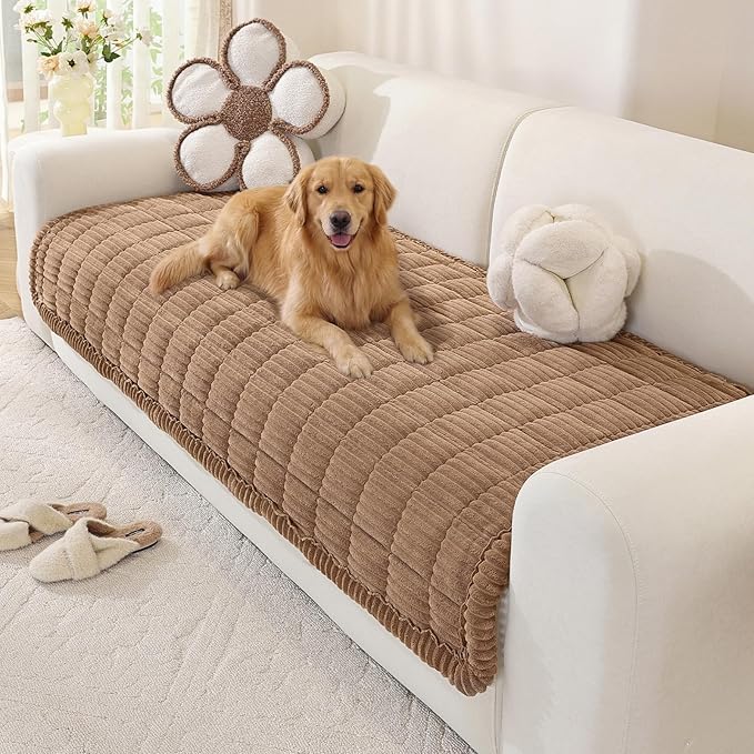 OstepDecor Washable Couch Cover for Dogs, Thick Pet Friendly Sofa Covers, Soft Couch Protector, Paw Cart Sofa Slipcovers, Cushion Protector for Leather, Sectional, Loveseat (35.4" x 70.9", Brown)