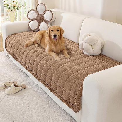 OstepDecor Washable Couch Cover for Dogs, Thick Pet Friendly Sofa Covers, Soft Couch Protector, Paw Cart Sofa Slipcovers, Cushion Protector for Leather, Sectional, Loveseat (35.4" x 70.9", Brown)