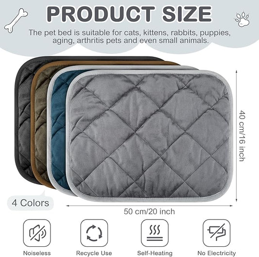 8 Pack Self Heating Cat Mat Self Warming Cat Bed Extra Warm Thermal Pet Bed Mat Reflects Body Heat Washable Dog Crate Pad for Indoor Outdoor Pets(Mixing Color,16 x 20 Inch)