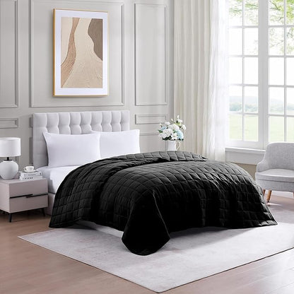 Casa Platino Black Blanket Twin XL Size - Pre Washed Quilted - Soft & Lightweight Bed Blankets - All Season Premium Down Alternative Blankets