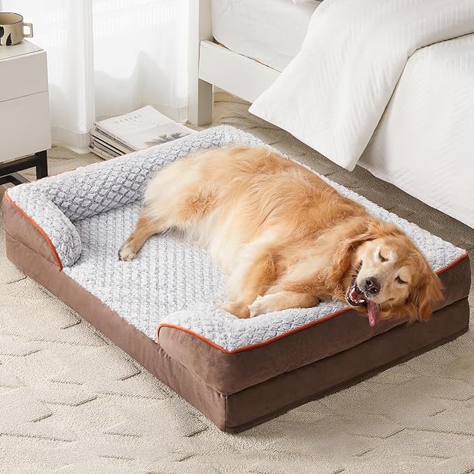 LEXTRO Orthopedic Dog Bed for Extra Large Dogs, Egg Crate Foam Bed for Extra Large Dogs, Equipped with Removable Waterproof Pillow Cover and Anti-Slip Bottom, Pet Bed
