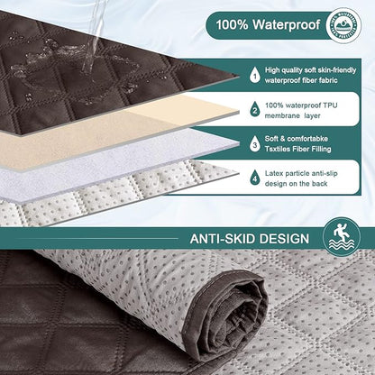 Ruaozz Waterproof Recliner Sofa Cover with Console Non-Slip Couch Covers for Reclining Couches Pet Cover for Double Recliner Sofa Cover with Elastic Straps for Kid Dogs Pets (Chocolate, 3 Seater)