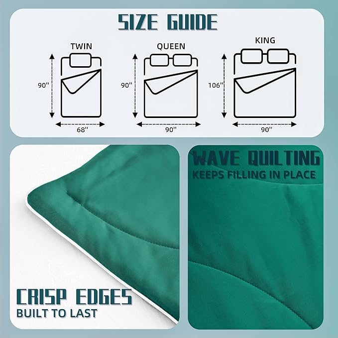 DOWNCOOL Cooling Comforter King Size, Green Cooling Blanket for Hot Sleeper, Lightweight & Breathable Blanket for Night Sweats,Dual-Side Cooling Summer Bedding,106"X90"
