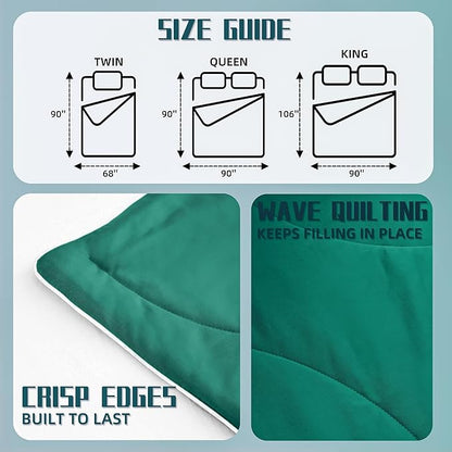 DOWNCOOL Cooling Comforter King Size, Green Cooling Blanket for Hot Sleeper, Lightweight & Breathable Blanket for Night Sweats,Dual-Side Cooling Summer Bedding,106"X90"