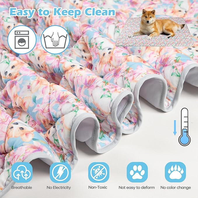 Dog Cooling Mat, Cat Self Cool Ice Pads,Lightweight Pet Cooling Pad Blanket Bed Cover,Puppies Summer Cool Tech Fabric,Washable Dog Sleeping Mat for Home & Outdoor,Keep Cool for Pets