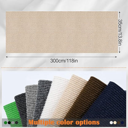 Cat Scratch Furniture Protector - 118" x 13.8" Trimmable Self-Adhesive Cats Claws Scratch Pads, DIY Cat Climbing Couch Protector for Scratch Post Cat Tree Replacement Indoor (Khaki)