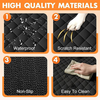 Dog Car Seat Cover for Back Seat - Waterproof, Non-Slip, Pet Bench Seat Covers, with 60/40 Split Bench Fit, Universal Size for Sedans, Trucks & SUVs, Machine Washable, Non-Stick Fur & Durable, M-Black
