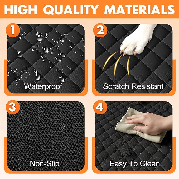 Dog Car Seat Cover for Back Seat - Waterproof, Non-Slip, Pet Bench Seat Covers, with 60/40 Split Bench Fit, Universal Size for Sedans, Trucks & SUVs, Machine Washable, Non-Stick Fur & Durable, S-Black