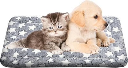 Washable Dog Bed Plush Orthopedic Outdoor Crate Mat with Non-Slip Bottom,Luxe Soft Kennel Pad for Pets, Cozy Cage Cushion & Pet Sleeping Mattress Large Sized,Medium,Small Dogs,24 x 18 inch,Gray