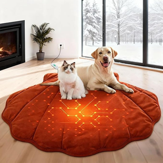 Vagascape Large Dog Heating Pad Waterproof Electric Heated Pet Beds for Indoor Outdoor, Adjustable Temperature Heated Pet Beds, Washable Red Shall Shaped Cat Heating Pad Non Slip Bottom(47"X37")