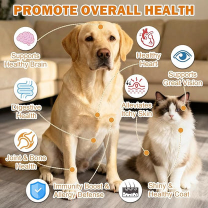 Wild Alaskan Salmon Oil for Dogs & Cats, Fish Oil Omega 3 Supplements with EPA & DHA, Support Skin & Coat, Itchy Relief, Immune, Joints & Heart Health, 8 oz
