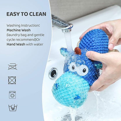 IOKHEIRA Dog Plush Toy for Large Aggressive Chewers,Indestructible Dog Squeaky Toys,Stuffed Animals Toys with Cotton Material and Crinkle Paper,Durable Chewing Toys (Royal Blue, Cattle)