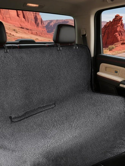 Car Seat Cover Towel, Waterproof Sweat Absorbent Back Seat Protector for Sedans SUVs & Minivans, Non-Slip Machine Washable Rear Bench Cover for Post-Gym, Beach, Pets & Kids (Gray)