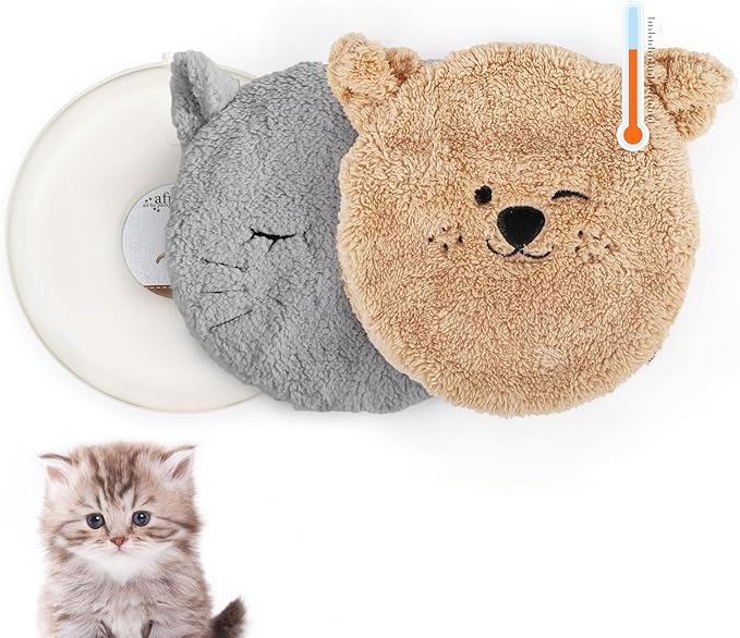 ALL FOR PAWS Heated Cat Bed Indoor, Microwavable Heating Pads for Cats, Puppies & Small Pets, Non-Electric Heating Dog Bed with 2 Cozy Covers, Safe & Long-Lasting Warmth