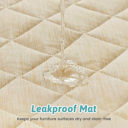COZY KISS Dog Cooling Mat 82"x102" Q-Max>0.4, Extra Large Waterproof Cooling Dog Bed Cover, Leakproof Non-Slip Pet Mat, Furniture Protector Washable Cooling Blanket for XL Dogs, Sofa Cover (Beige)
