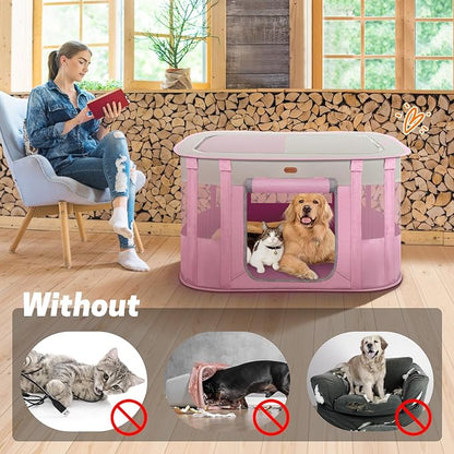 Seiyierr Foldable Pet Playpen - Cat & Puppy Playpen, Travel Dog Crate with Carrying Case, Cat Tent Dog Pen for Outdoor Camping Use