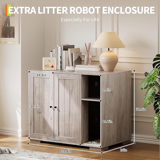 Extra Large Cat Litter Box Enclosure with Scratch Pad, Large Automatic Litter Box Furniture, Dog-Proof Litter Cabinet with Outlet, Space for Cat Stuffs