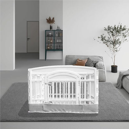 Dog Playpen Bottom Pad Fits for 36 Inch 4 Panels Exercise Pet Playpen, Dog Crate Pad Puppy, Hoop and Loop Design (Note: Playpen Not Included). -Grey