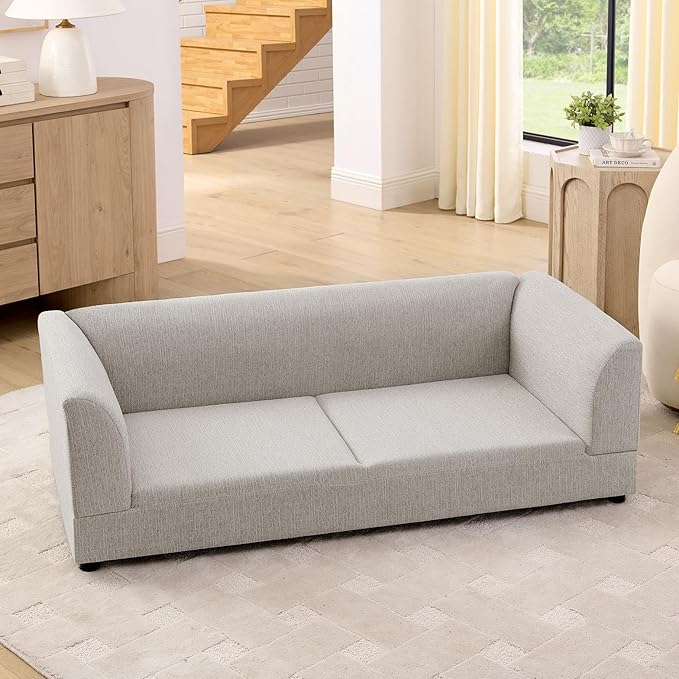 56.5" Dog Sofa Couch for Medium and Large Dogs with Backrest and Armrest, Memory Foam Dog Sofa Bed, Modern Elevated Pet Couch Bed with Legs for Dogs, Beige