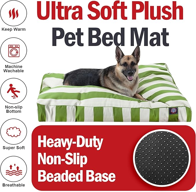 Majestic Pet Rectangle Large Dog Bed Washable – Non Slip Comfy Pet Bed – Dog crate Bed with Removable Washable Cover – Dog Kennel Bed for Sleeping - Dog bed X-Large Breed 50x42x5 Inch – Sage Green