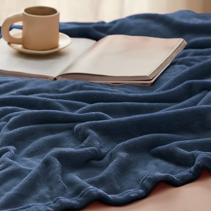 Bedsure GentleSoft Fleece Blankets Queen Size Mineral Blue - Bed Blanket Soft Lightweight Plush Fuzzy Cozy Luxury Microfiber, 90x90 inches