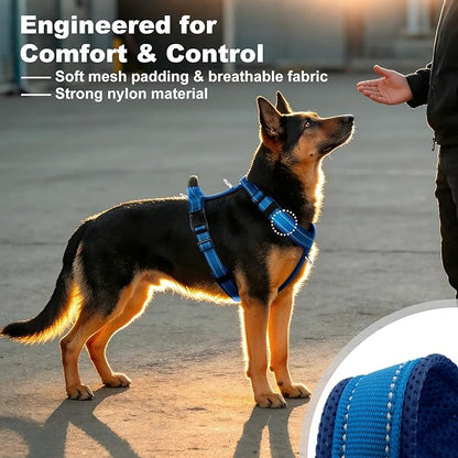 No Pull Dog Harness with Handle, Soft Mesh Padded Adjustable for Small Medium Large Dogs | Reflective Easy Walk Harness with Front Clip for Training, Running & Outdoor (Royal Blue, XL)