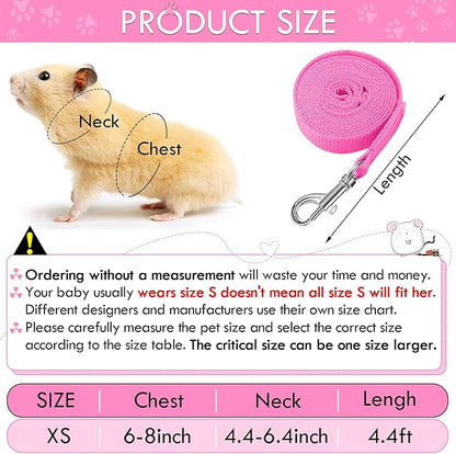 SATINIOR 2 Sets Guinea Pig Harness and Leash Adjustable Soft Mesh Harness Bell No Pulling Comfort Vest for Baby Ferret Rats Hamster Bunny Rabbit Chinchilla and Small Pet(Blue, Pink,XS)