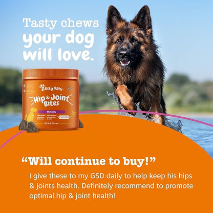 Zesty Paws Hip and Joint for Dogs, Glucosamine for Dogs Hip and Joint Supplement with Chondroitin, MSM, Vitamins C & E - Bacon, 90 Count