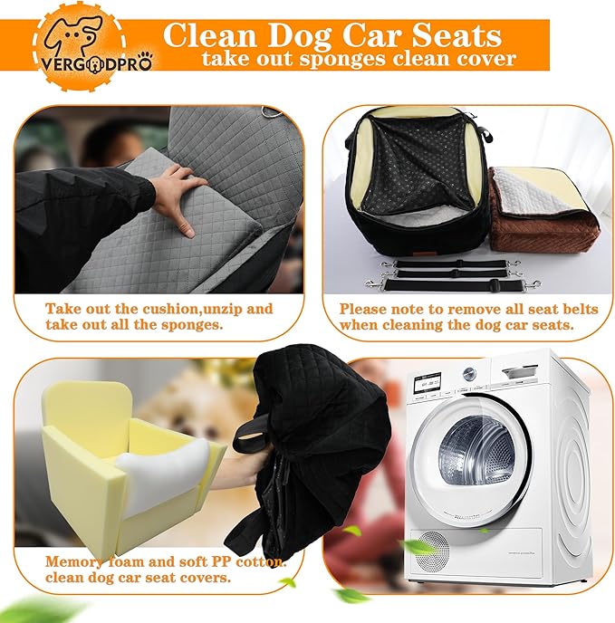 Dog Booster Car Seat for Medium/Small Sized Dogs,Memory Foam and Ultra Soft Fabric Car Pet Bed,Portable Travel Safety and Comfortable Dog Carseat with Washable Removable Cover,Thick Cushion（M-Black）