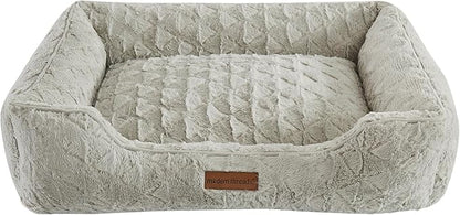 Modern Threads Ultra Soft Plush Pet Bed for Medium Dogs with Elegant Texture and Stylish Design, Removable Washable Cover, Grey, (28" L x 21" W x 9" Th)