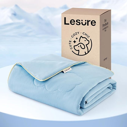 LE SURE Premium Cooling Blankets for Large Dogs - Washable Dog Cooling Throw Blanket with Q-MAX>0.4，Durable Self Cooling Pet Mat for Cat, Soft Cooling Summer Blanket for Hot Weather, Blue, 40x50