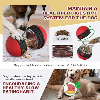 Cognitive Dog Toys,Slow Feeder Interactive Toys,Mushroom Dog Food Dispenser,for Small Dogs,Treat Dispenser Food Puzzle Ball for Mental Stimulation, Red Color