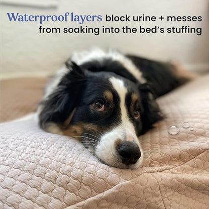 4Knines Luxury Dog Bed Cover – Waterproof Cover for Dog Bed – Heavy Duty Quilted Material – Durable, Machine Washable – USA Based Brand – Extra Large (Fog)