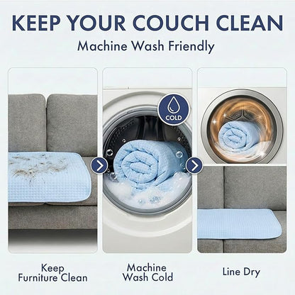 Spark Paws Cooling Couch Cover Dog Bed, Furniture Protector Mat, Non-Toxic Washable Pet Cooling Pad for Large & Small Dog - Waffle Blue - Size XL