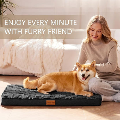 Patas Lague Orthopedic Jumbo Dog Bed for Extra Large Dogs 56''X40'', Waterproof Soft Warm Comfortable Egg Crate Foam Jumbo Pet Beds Mat with Removable Washable Cover and Nonskid Bottom, Black
