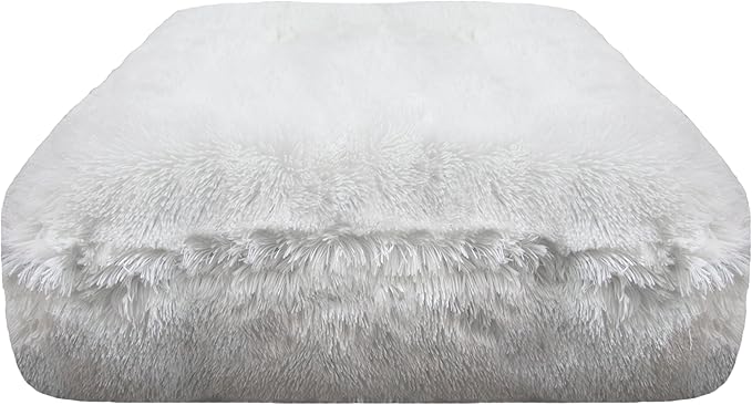 Bessie and Barnie Frosted Willow Extra Plush Shag Faux Fur Luxury Sicilian Rectangle Pet/Dog Bed (Multiple Sizes)
