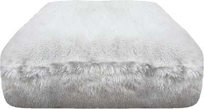 Bessie and Barnie Frosted Willow Extra Plush Shag Faux Fur Luxury Sicilian Rectangle Pet/Dog Bed (Multiple Sizes)