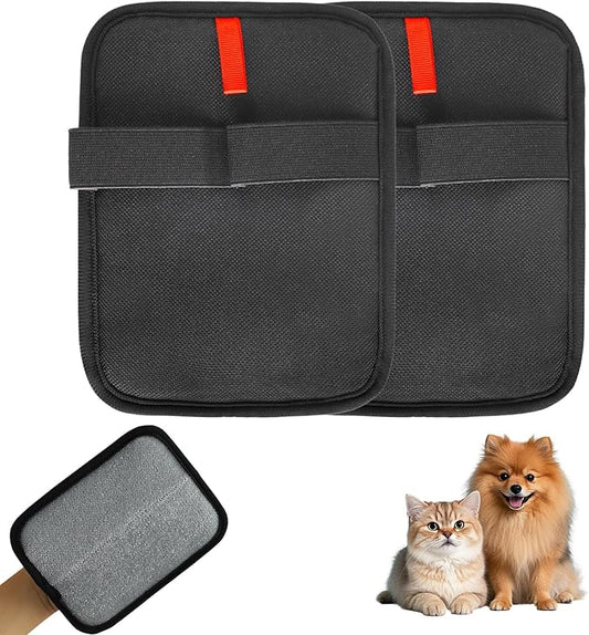 2 Pcs Static Pet Hair Remover Glove, Double Sided Reusable Electrostatic Pet Cat Dog Hair Removal Grooming Brush