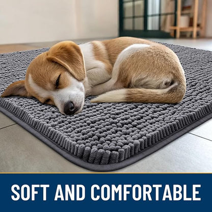 Smiry Dog Door Mat for Muddy Paws 54x32, Absorbs Moisture and Dirt Doormat, Non-Slip Washable Quick Dry Chenille Front Door Mat Indoor Entrance, Entryway Carpet for Inside Floor, Dark Grey