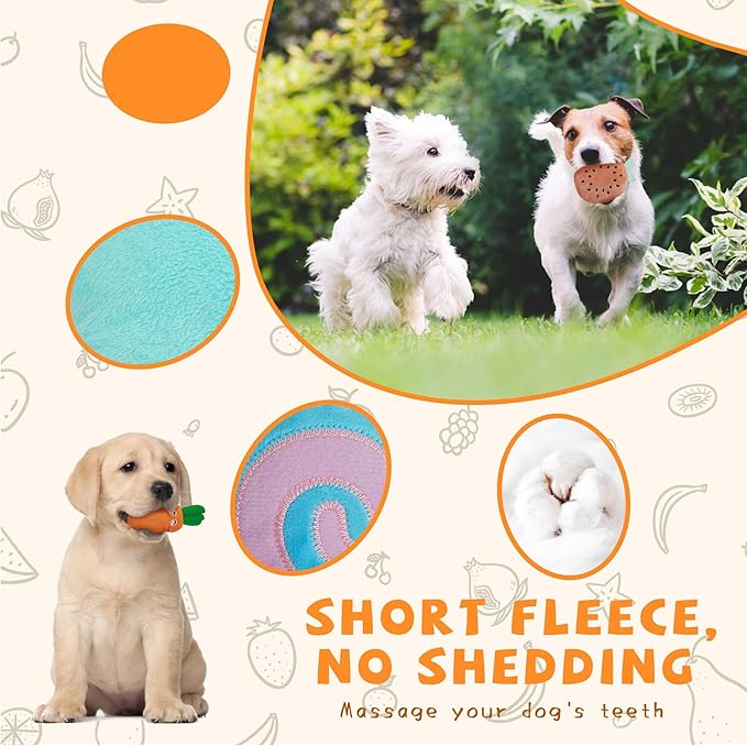 Cheerful 20-Pack Squeaky Dog Toys Set - Included 4 Dog Bags, Plush Puppy Toys with Irresistibly Cute Characters for Small Dogs, Interactive Dog Squeak Toys for Fun&Teeth Cleaning