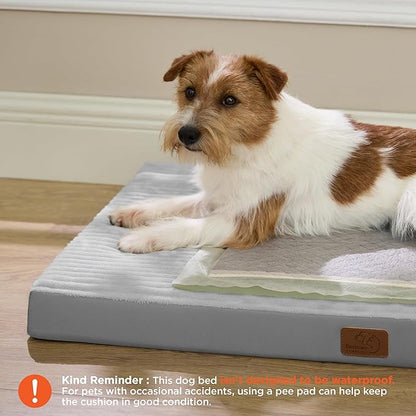 Bedsure ComfyFleece Dog Bed for Small Dogs - Orthopedic Pet Beds with Removable Washable Cover, NOT Waterproof Egg Crate Foam Puppy Mat, Suitable for Pet Up to 20 lbs, 23"x17"x2.8", NOT for Chewers