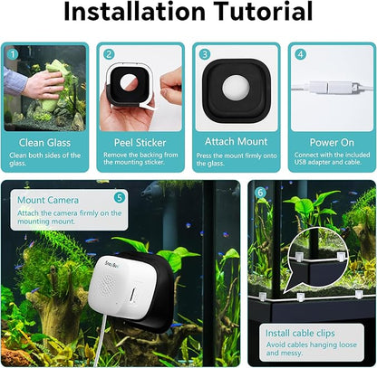 3MP 2K AI Reptile & Aquarium Camera with Angle Magnetic Mount, Close-Focus Lens for Fish Tank Terrarium Lizard Snake Pet, 2.4G&5GHz WiFi, 24/7 Recording, Anti-Glare & No Reflection