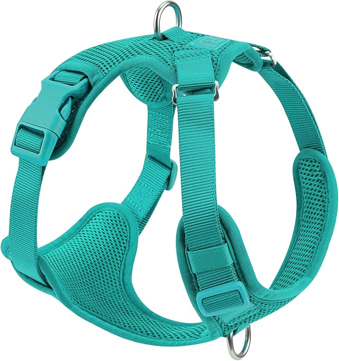 No Pull Dog Harness for Small Medium Large Dogs - Adjustable 2 Layer Mesh Dog Vest with Dual Clip, Escape Proof, Quick Release, Lightweight Breathable Mesh for Walking Hiking (MARRS Green,L)
