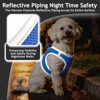 Dog Harness for Small Dogs (Chest 13.5"-14", Weight 4–6 lbs) | Athletica Adjustable Heavy Duty Dog Harness | No-Choke Puppy Vest with Lightweight Reflective Air Mesh | Blue, X-Small