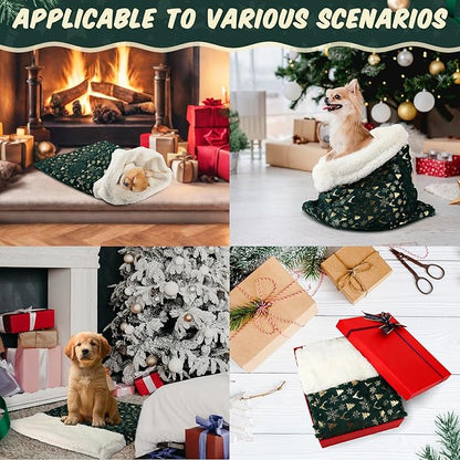 Self Heating Cat Sleeping Bag Self Warming Cat Bed Cave Forest Green Heated Pad Cozy Soft Winter Washable Wrap Pet Sleeping Pouch Snuggle Sack for Puppy Dog Kitten, 24 x 21 Inch
