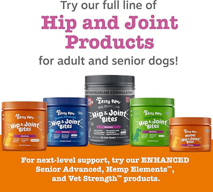 Zesty Paws Hip and Joint for Dogs, Glucosamine for Dogs Hip and Joint Supplement with Chondroitin, MSM, Vitamins C & E - Bacon, 90 Count